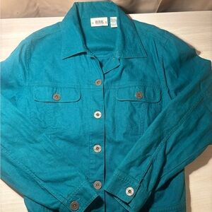 Bill Blass Turquoise Linen/Cotton Jacket